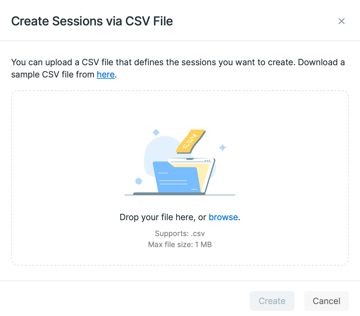 Creating Sessions using a CSV file