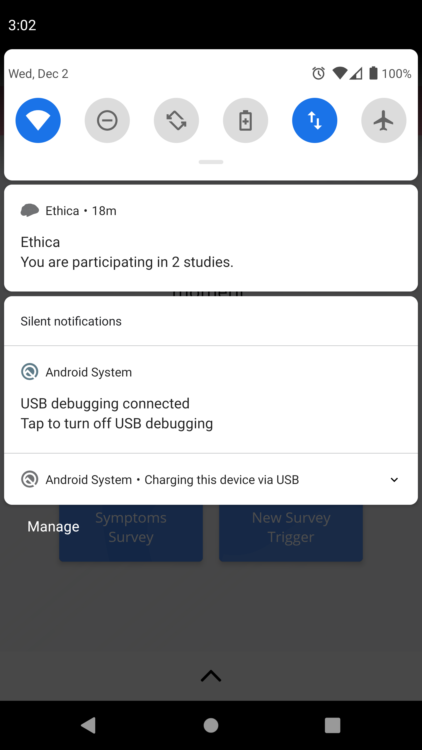 Avicenna App for Android Showing a Sticky Notification