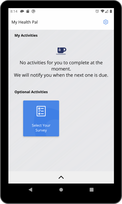 Ethica app shows the Select Your Survey button